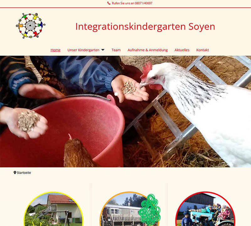 Vorschaud der Startseite der Webseite des Integrationskindergarten Soyen
